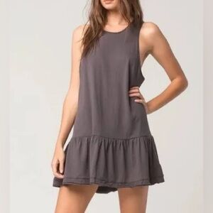 Free people Brittany peplum tank mini dress charcoal gray size Large